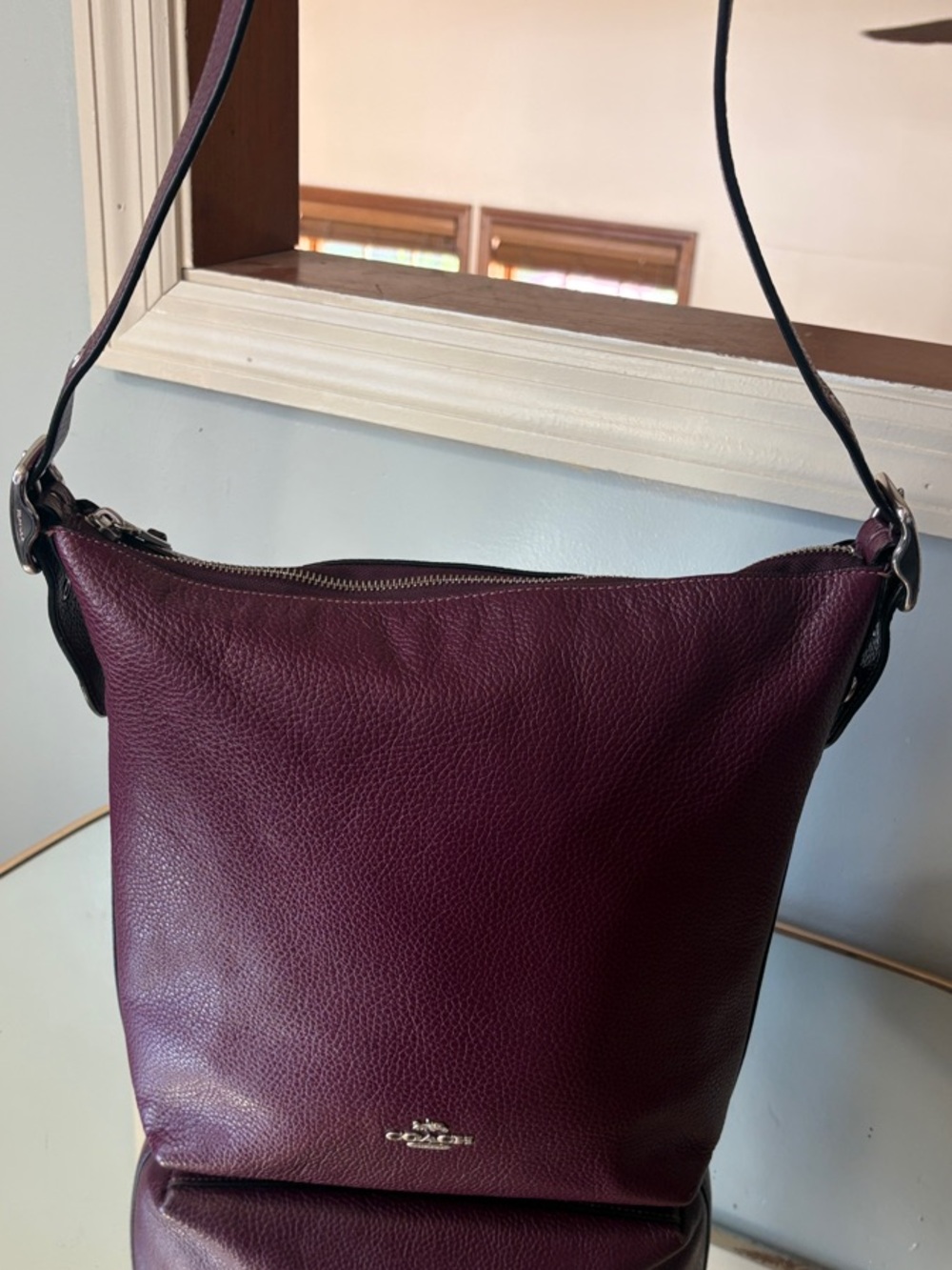 Coach Pebbled Leather Crossbody Bag in Burgundy